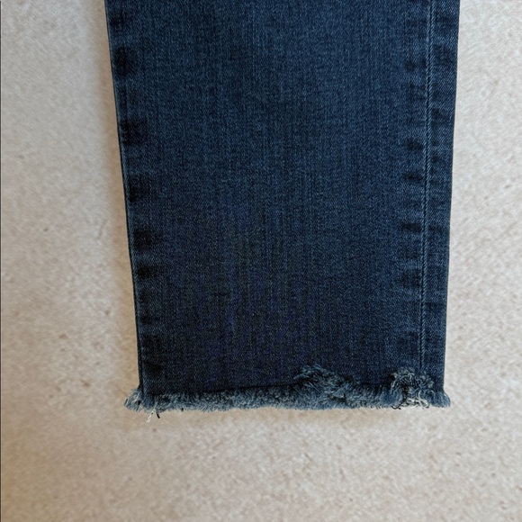 Banana Republic Luxe Sculpt Dark Soft Blue Women's Skinny Jeans Frayed Ankles - Picture 3 of 7